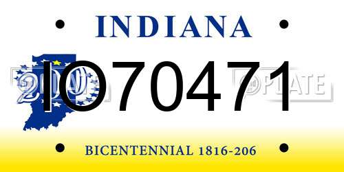 IO70471 Indiana License Plate