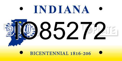 IO85272 Indiana License Plate