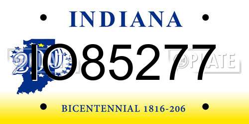 IO85277 Indiana License Plate