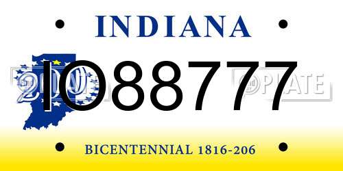 IO88777 Indiana License Plate