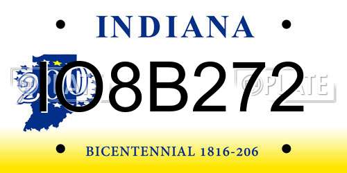 IO8B272 Indiana License Plate