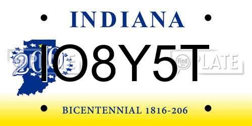 IO8Y5T Indiana License Plate
