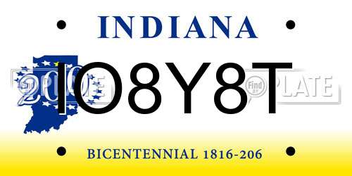 IO8Y8T Indiana License Plate