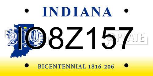 IO8Z157 Indiana License Plate
