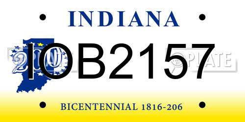 IOB2157 Indiana License Plate