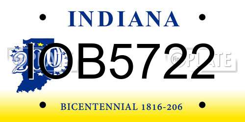 IOB5722 Indiana License Plate