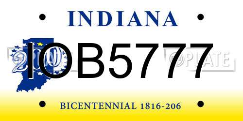 IOB5777 Indiana License Plate