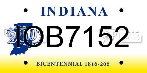 IOB7152 Indiana License Plate