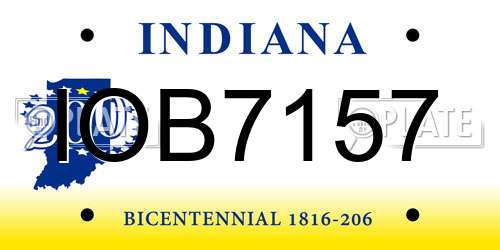 IOB7157 Indiana License Plate