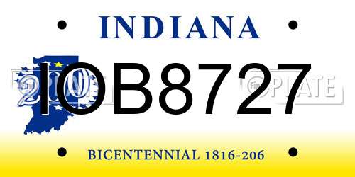 IOB8727 Indiana License Plate