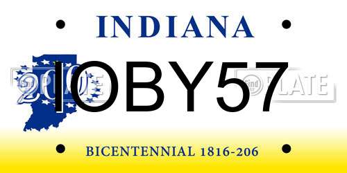 IOBY57 Indiana License Plate