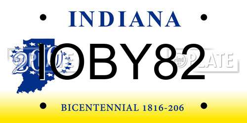 IOBY82 Indiana License Plate