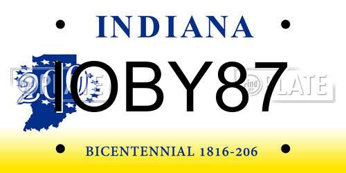 IOBY87 Indiana License Plate
