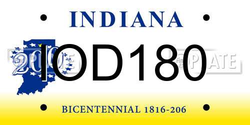 IOD180 Indiana License Plate