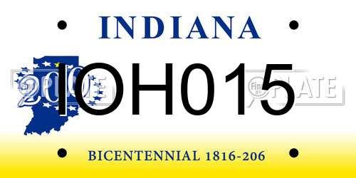 IOH015 Indiana License Plate