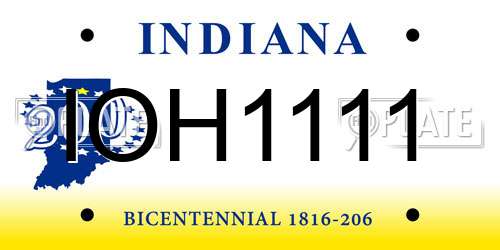 IOH1111 Indiana License Plate