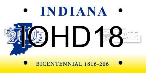IOHD18 Indiana License Plate