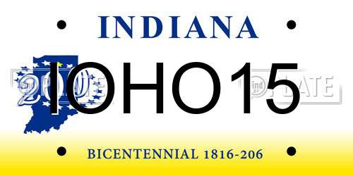 IOHO15 Indiana License Plate