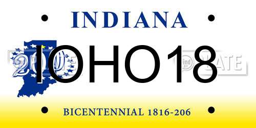 IOHO18 Indiana License Plate