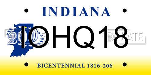IOHQ18 Indiana License Plate