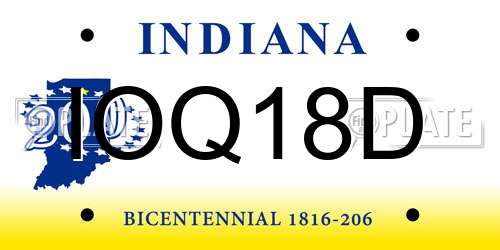 IOQ18D Indiana License Plate