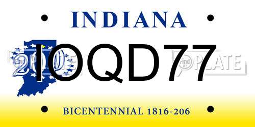 IOQD77 Indiana License Plate