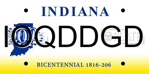 IOQDDGD Indiana License Plate
