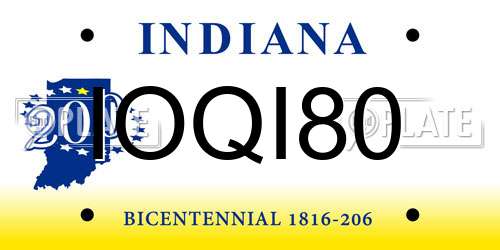 IOQI80 Indiana License Plate