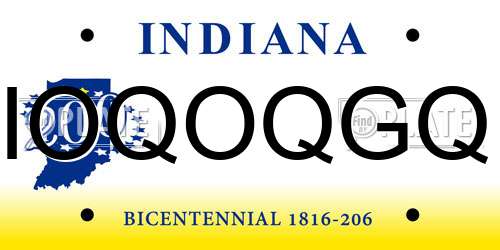 IOQOQGQ Indiana License Plate