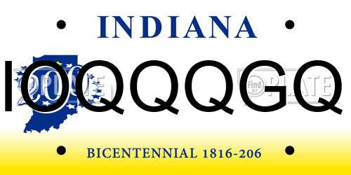 IOQQQGQ Indiana License Plate