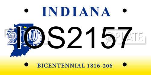 IOS2157 Indiana License Plate