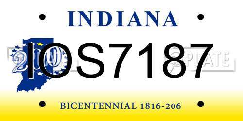 IOS7187 Indiana License Plate