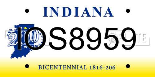IOS8959 Indiana License Plate