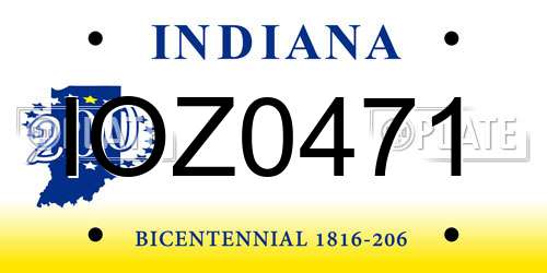 IOZ0471 Indiana License Plate
