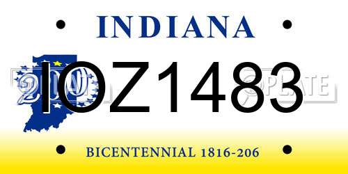 IOZ1483 Indiana License Plate