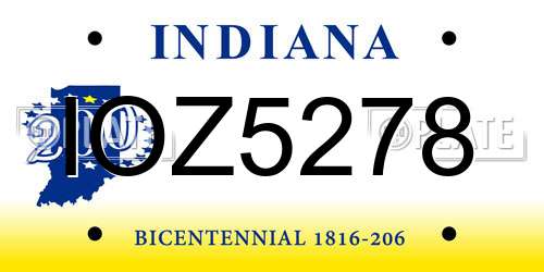 IOZ5278 Indiana License Plate