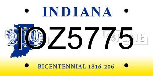 IOZ5775 Indiana License Plate