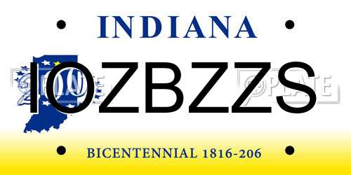 IOZBZZS Indiana License Plate