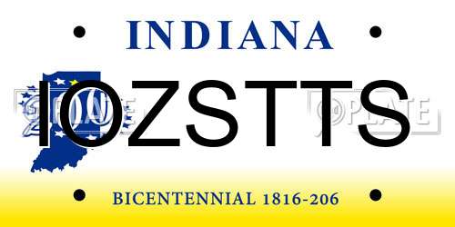IOZSTTS Indiana License Plate