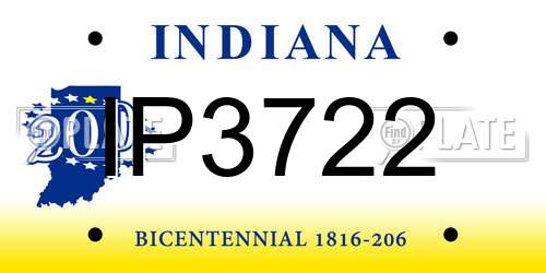 IP3722 Indiana License Plate
