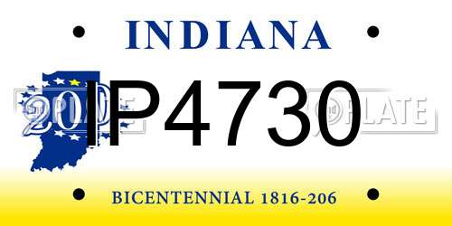 IP4730 Indiana License Plate