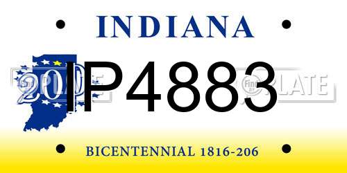 IP4883 Indiana License Plate