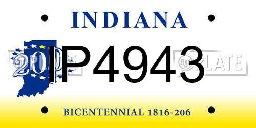 IP4943 Indiana License Plate