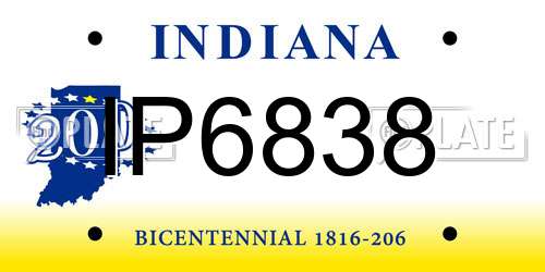 IP6838 Indiana License Plate