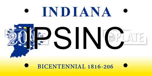 IPSINC Indiana License Plate
