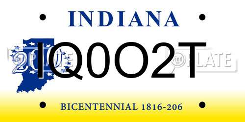 IQ0O2T Indiana License Plate