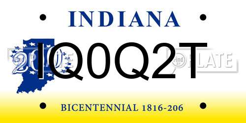 IQ0Q2T Indiana License Plate