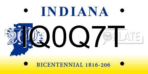 IQ0Q7T Indiana License Plate