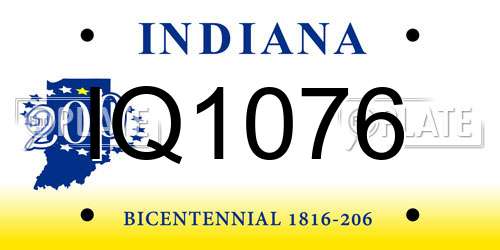 IQ1076 Indiana License Plate