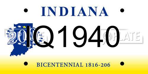 IQ1940 Indiana License Plate